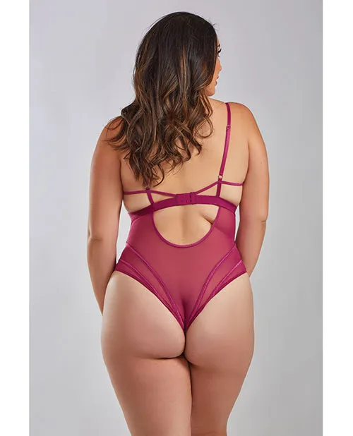 Quinn Cross Dyed Galloon Lace Mesh Teddy Wine iCollection Couples