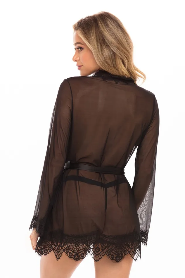Oh La La Cheri Anal Our Next Chapter Mesh Lace Robe In Black