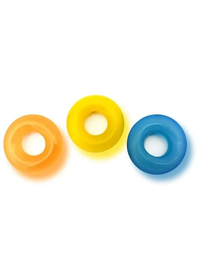 Dildos Rascal Rascal The DRing Glow X3 Glow In The Dark Cockrings Assorted Colors 3 Each
