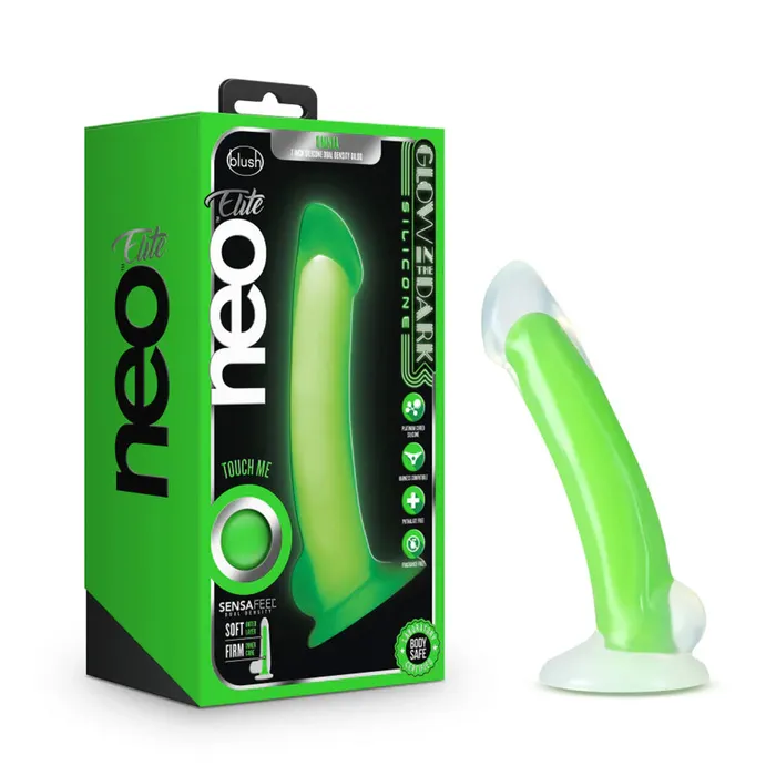 Blush Female Sex Toys Neo Elite Omnia Glow in the Dark Dual Density Silicone Dildo