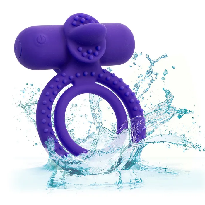 Male Sex Toys California Exotics Dual Climaxer Rechargeable Vibrating Textured Silicone Cock Ring