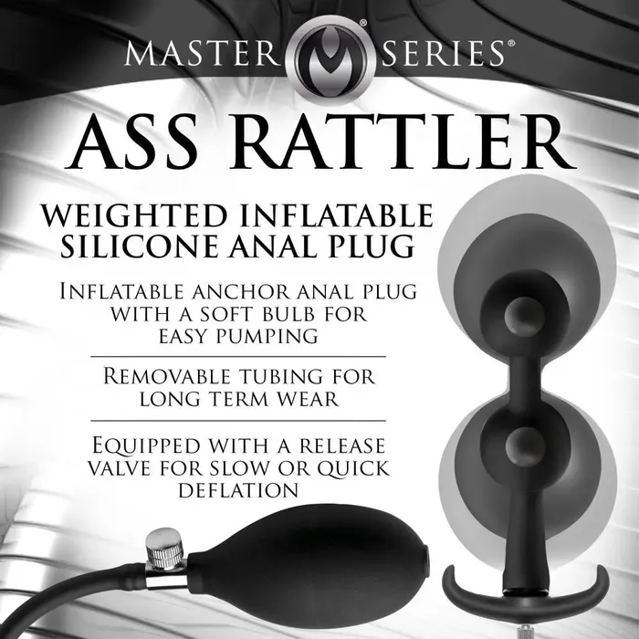 Ass Rattler Silicone Weighted Inflatable Anal Plug XR Brands Male Sex Toys