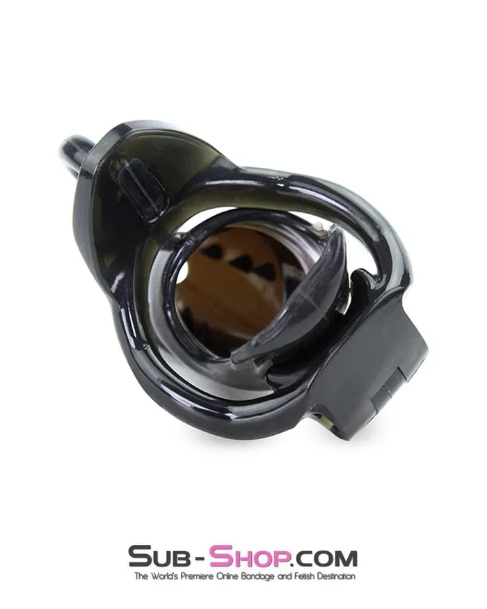 1387AR Spiked Long Black Cock Blocker Silicone Locking Male Chastity with Ball Divider Aria Male Sex Toys