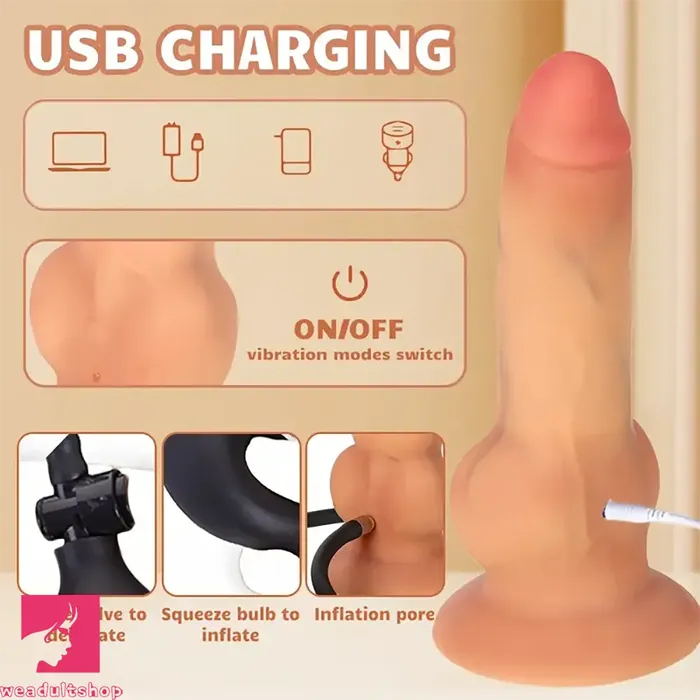 Female Sex Toys Weadultshop 72in Silicone Soft Vibrating Inflatable Penis Automatic Vivid Balls Dildo