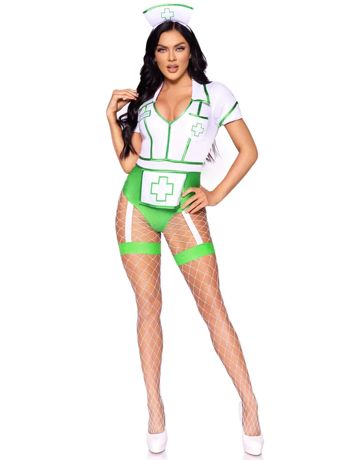 Leg Avenue Nurse Feelgood Sexy Costume Medium Whitegreen Male Sex Toys
