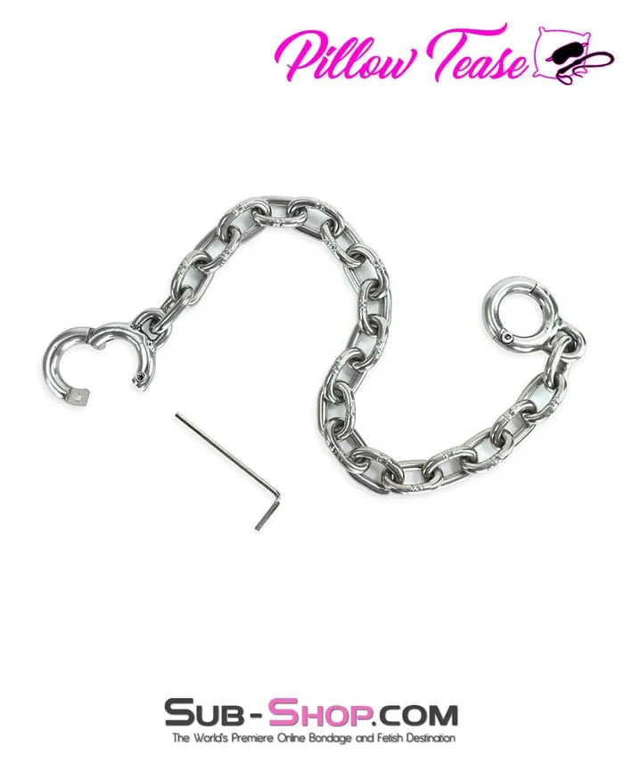 Male Sex Toys 8803M Stainless Steel Thumb Cuffs with Chain Moonwell
