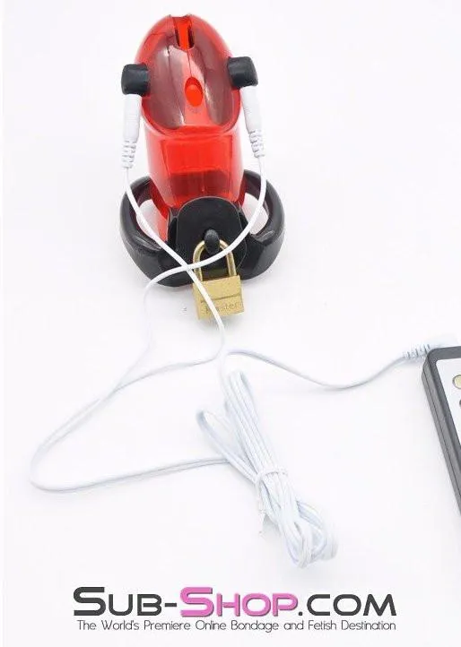 Male Sex Toys Aria 7258AR Caught Red Handed Electro Sex Locking Chastity Cock Cage