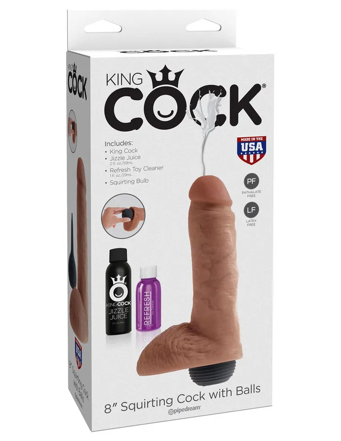 Pipedream Dildos King Cock 8Inch Squirting Fun Toy with Balls