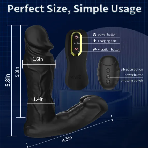 Lurevibe Male Sex Toys Realistic Expanding Vibrating Thrusting Prostate Massager with remote control
